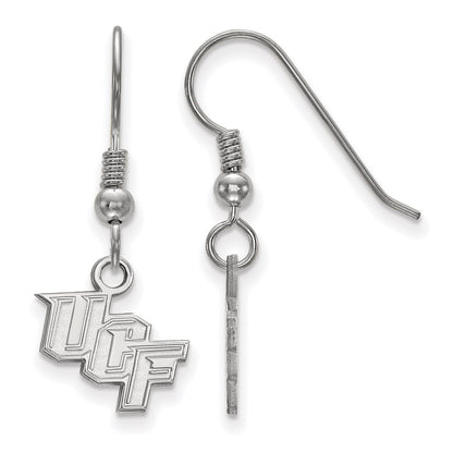 Sterling Silver Rhodium Plated Logoart University Of Central Florida U C F Extra Small Dangle Wire Earrings