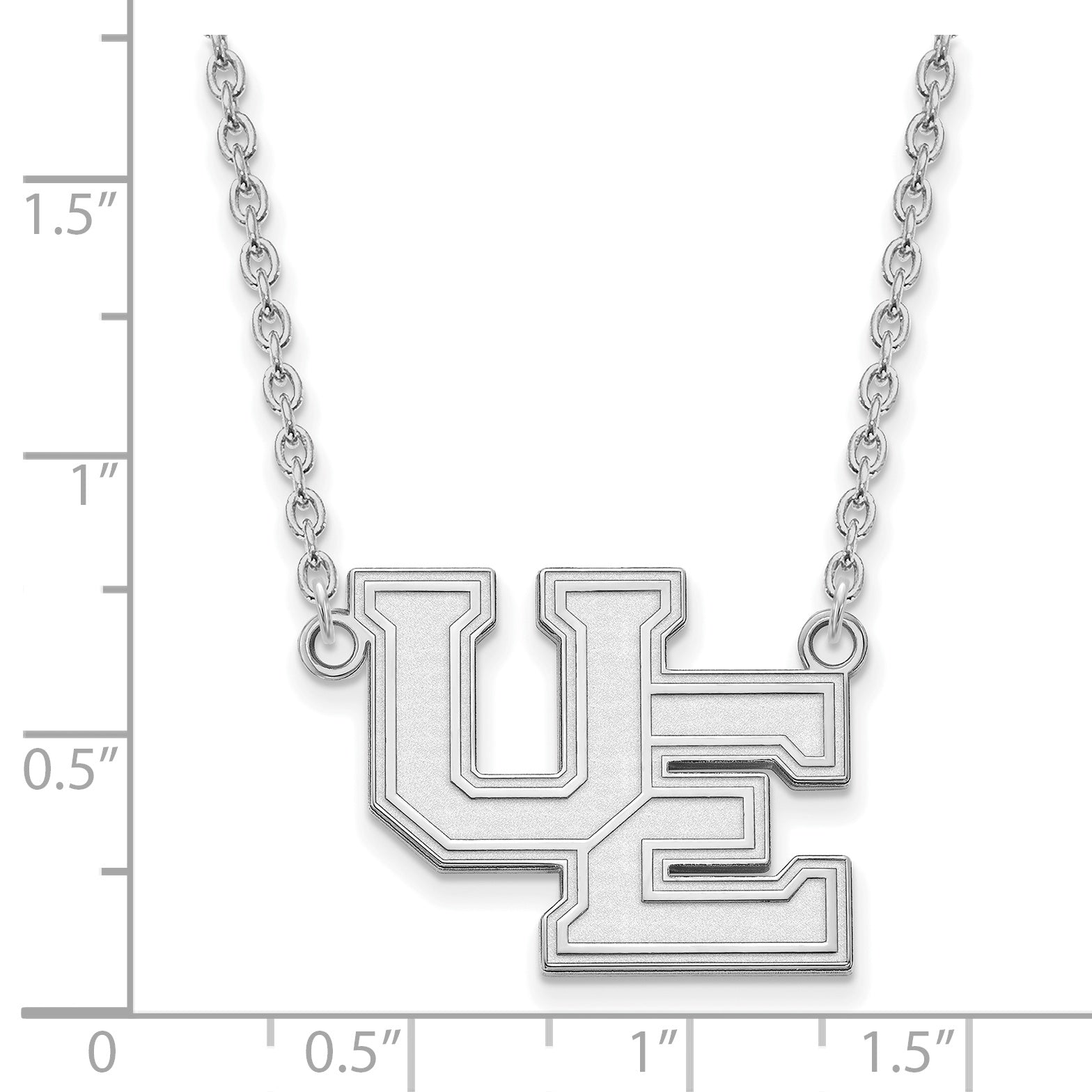 Sterling Silver Rhodium Plated Logoart University Of Evansville Purple Aces Large Pendant 18 Inch Necklace