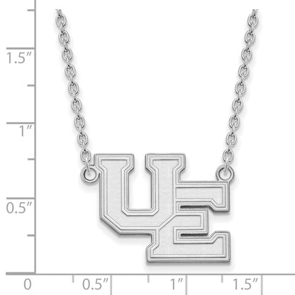Sterling Silver Rhodium Plated Logoart University Of Evansville Purple Aces Large Pendant 18 Inch Necklace