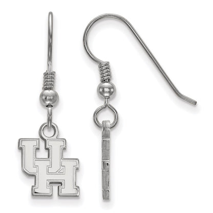 Sterling Silver Rhodium Plated Logoart University Of Houston U H Extra Small Dangle Wire Earrings