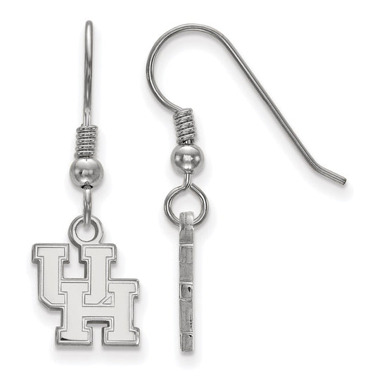Sterling Silver Rhodium Plated Logoart University Of Houston U H Extra Small Dangle Wire Earrings