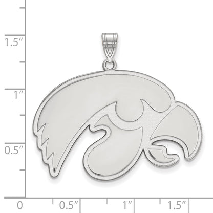 Sterling Silver Rhodium Plated Logoart University Of Iowa Hawk Extra Large Pendant