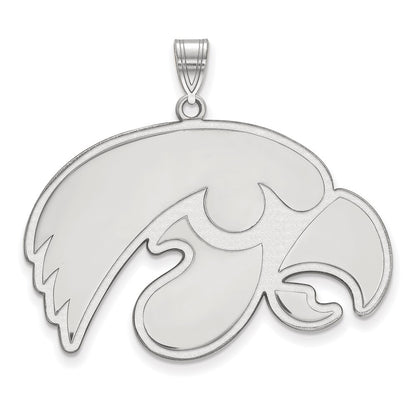Sterling Silver Rhodium Plated Logoart University Of Iowa Hawk Extra Large Pendant