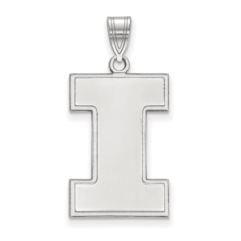 Sterling Silver Rhodium Plated Logoart University Of Illinois Letter I Extra Large Pendant