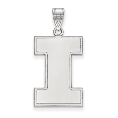 Sterling Silver Rhodium Plated Logoart University Of Illinois Letter I Extra Large Pendant