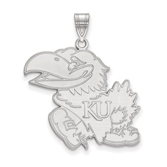 10K White Gold Logoart University Of Kansas Jayhawk Extra Large Pendant