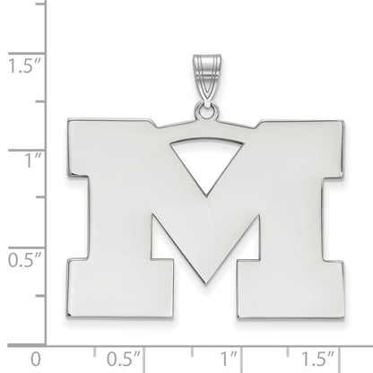 10K White Gold Logoart University Of Michigan Letter M Extra Large Pendant