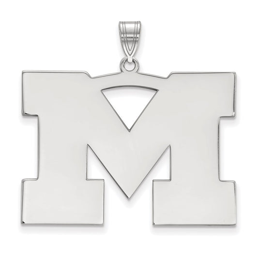 Sterling Silver Rhodium Plated Logoart University Of Michigan Letter M Extra Large Pendant