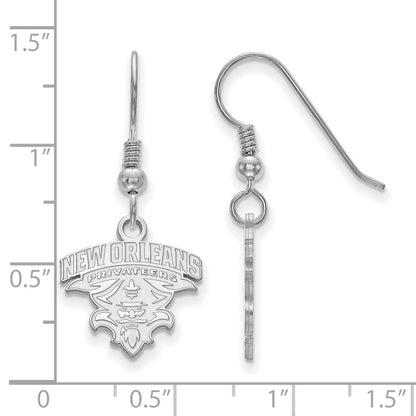 Sterling Silver Rhodium Plated Logoart University Of New Orleans U N O Small Dangle Wire Earrings