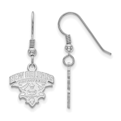 Sterling Silver Rhodium Plated Logoart University Of New Orleans U N O Small Dangle Wire Earrings