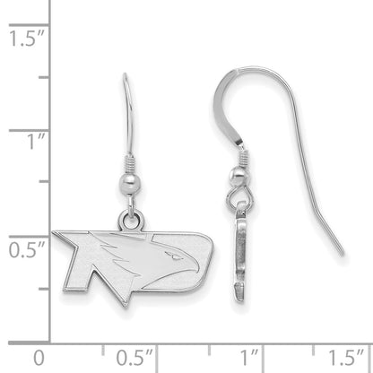 Sterling Silver Rhodium Plated Logoart University Of North Dakota Extra Small Dangle Wire Earrings