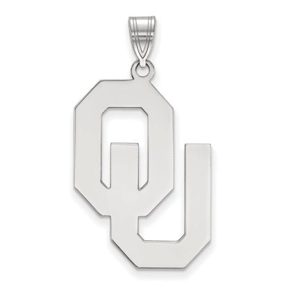 Sterling Silver Rhodium Plated Logoart University Of Oklahoma O U Extra Large Pendant