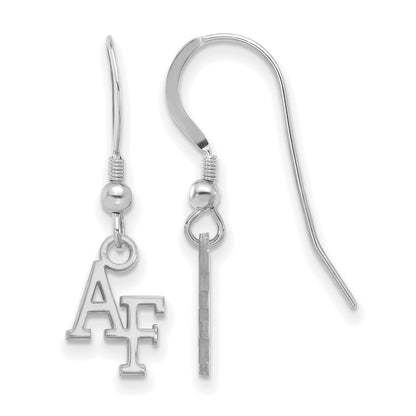 Sterling Silver Rhodium Plated Logoart United States Air Force Academy A F Extra Small Dangle Wire Earrings