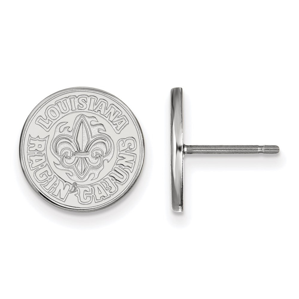 Sterling Silver Rhodium Plated Logoart University Of Louisiana At Lafayette Small Post Earrings