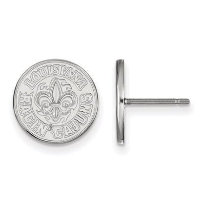Sterling Silver Rhodium Plated Logoart University Of Louisiana At Lafayette Small Post Earrings