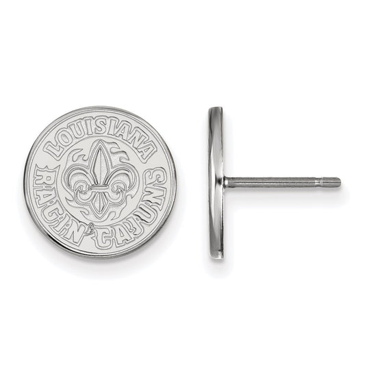 Sterling Silver Rhodium Plated Logoart University Of Louisiana At Lafayette Small Post Earrings