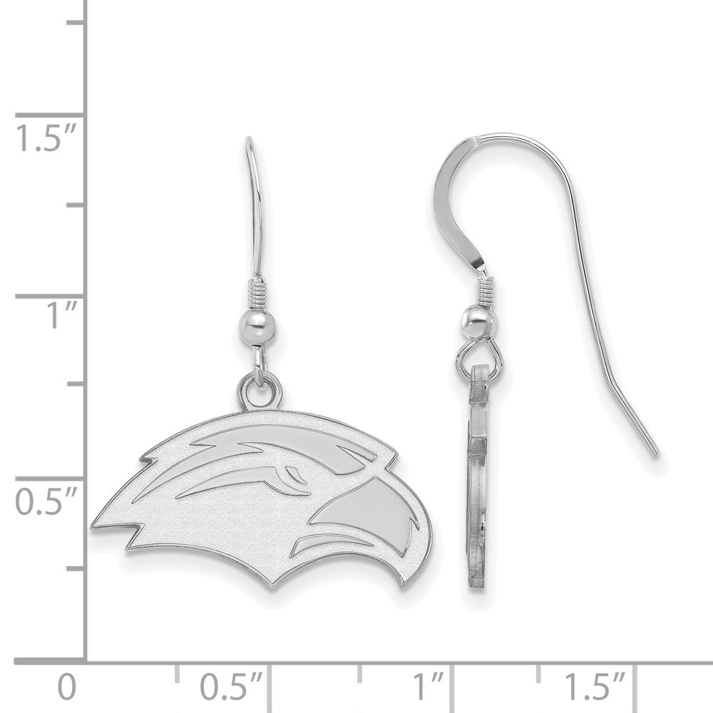 Sterling Silver Rhodium Plated Logoart University Of Southern Mississippi Eagle Small Dangle Wire Earrings