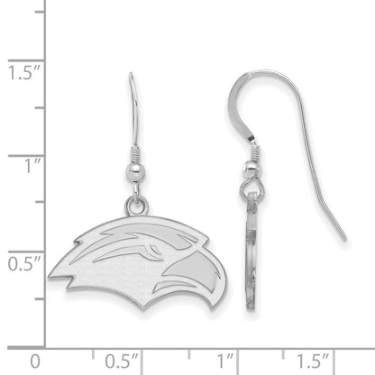 Sterling Silver Rhodium Plated Logoart University Of Southern Mississippi Eagle Small Dangle Wire Earrings