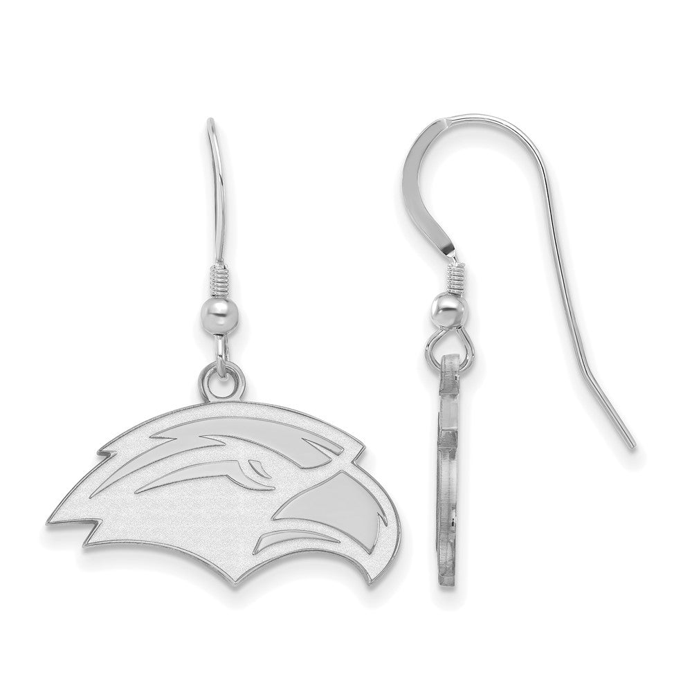 Sterling Silver Rhodium Plated Logoart University Of Southern Mississippi Eagle Small Dangle Wire Earrings