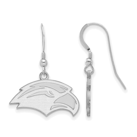 Sterling Silver Rhodium Plated Logoart University Of Southern Mississippi Eagle Small Dangle Wire Earrings