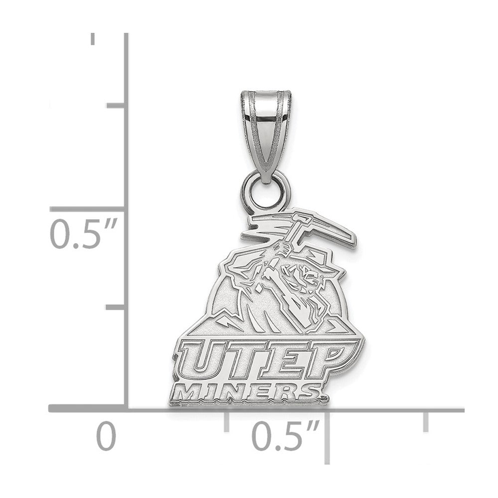 Sterling Silver Rhodium Plated Logoart University Of Texas At El Paso Miners Small Pendant