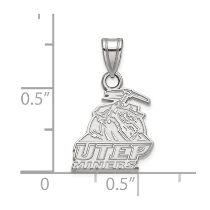 Sterling Silver Rhodium Plated Logoart University Of Texas At El Paso Miners Small Pendant