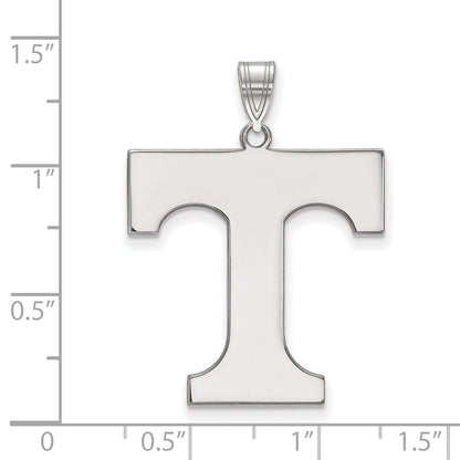 Sterling Silver Rhodium Plated Logoart University Of Tennessee Letter T Extra Large Pendant