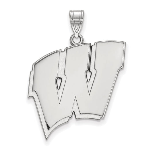 14K White Gold Logoart University Of Wisconsin Letter W Extra Large Pendant