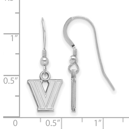 Sterling Silver Rhodium Plated Logoart Villanova University Letter V Extra Small Dangle Wire Earrings
