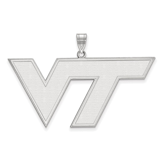 10K White Gold Logoart Virginia Tech V T Extra Large Pendant
