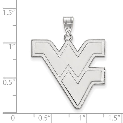 Sterling Silver Rhodium Plated Logoart West Virginia University W V Extra Large Pendant