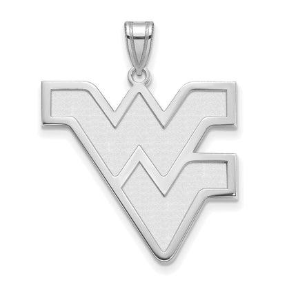 Sterling Silver Rhodium Plated Logoart West Virginia University W V Extra Large Pendant