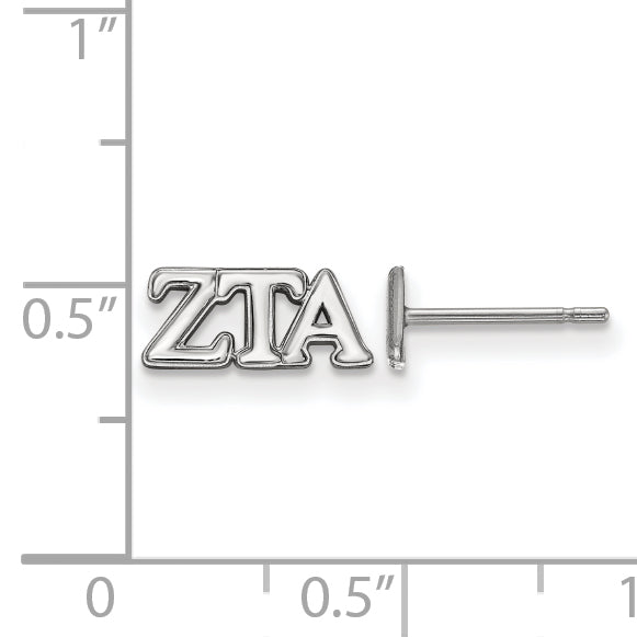 Sterling Silver Rhodium Plated Logoart Zeta Tau Alpha Sorority Greek Letters Extra Small Post Earrings