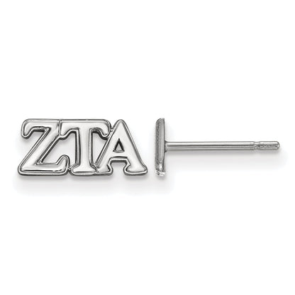 Sterling Silver Rhodium Plated Logoart Zeta Tau Alpha Sorority Greek Letters Extra Small Post Earrings