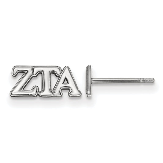 Sterling Silver Rhodium Plated Logoart Zeta Tau Alpha Sorority Greek Letters Extra Small Post Earrings