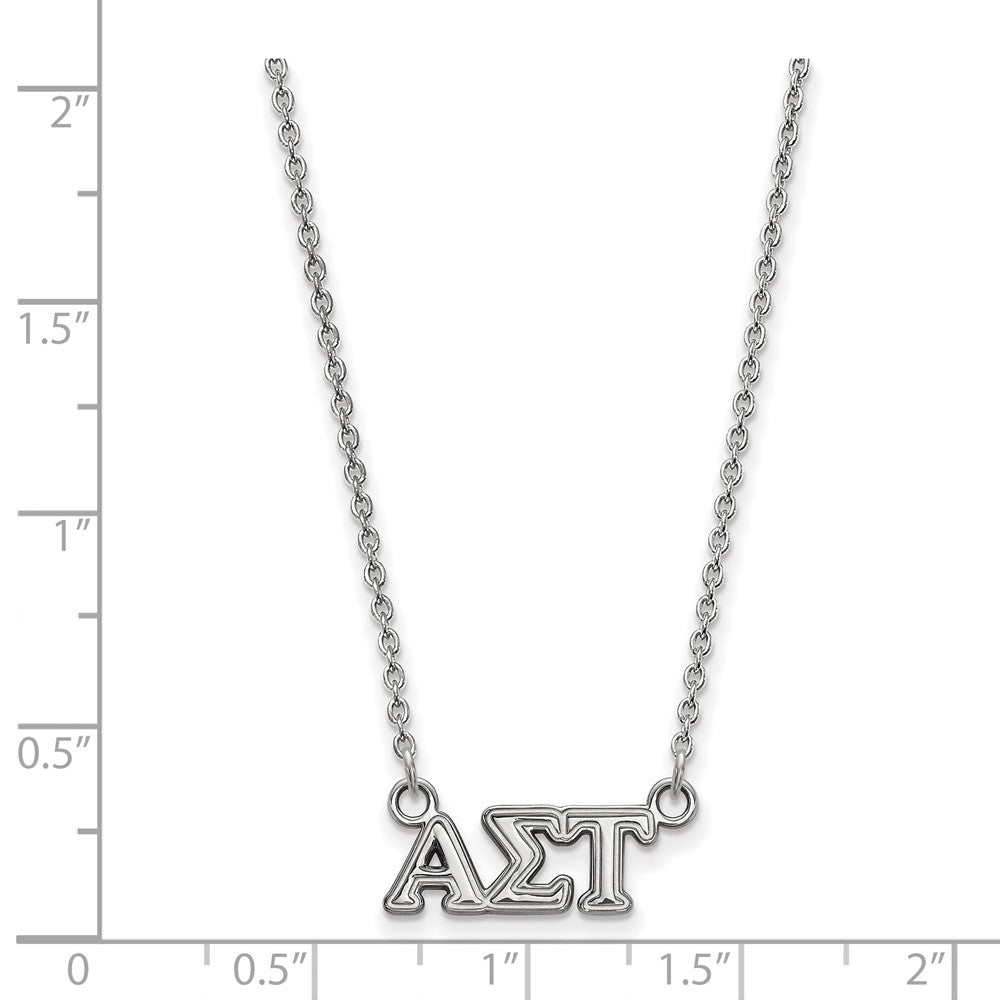 Sterling Silver Rhodium Plated Logoart Alpha Sigma Tau Sorority Greek Letters Extra Small Pendant 18 Inch Necklace