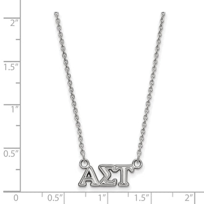Sterling Silver Rhodium Plated Logoart Alpha Sigma Tau Sorority Greek Letters Extra Small Pendant 18 Inch Necklace