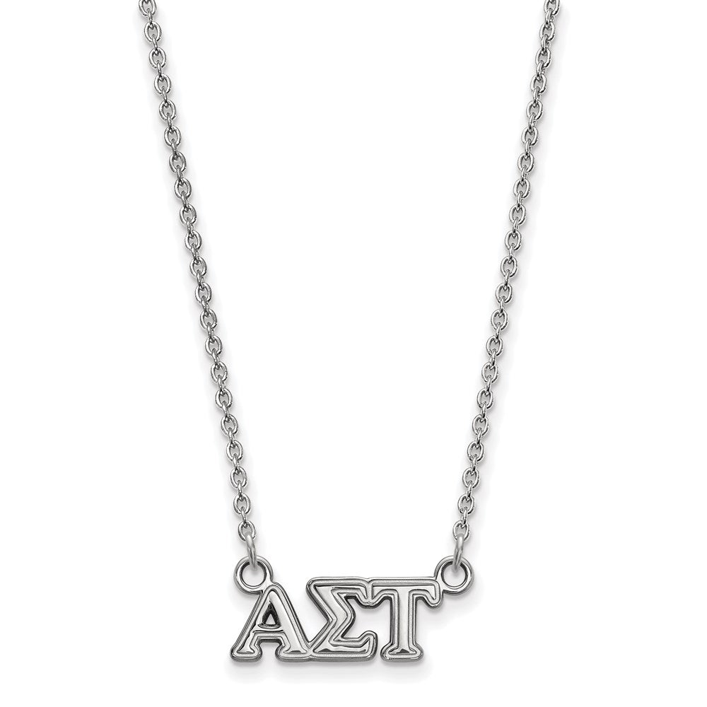 Sterling Silver Rhodium Plated Logoart Alpha Sigma Tau Sorority Greek Letters Extra Small Pendant 18 Inch Necklace