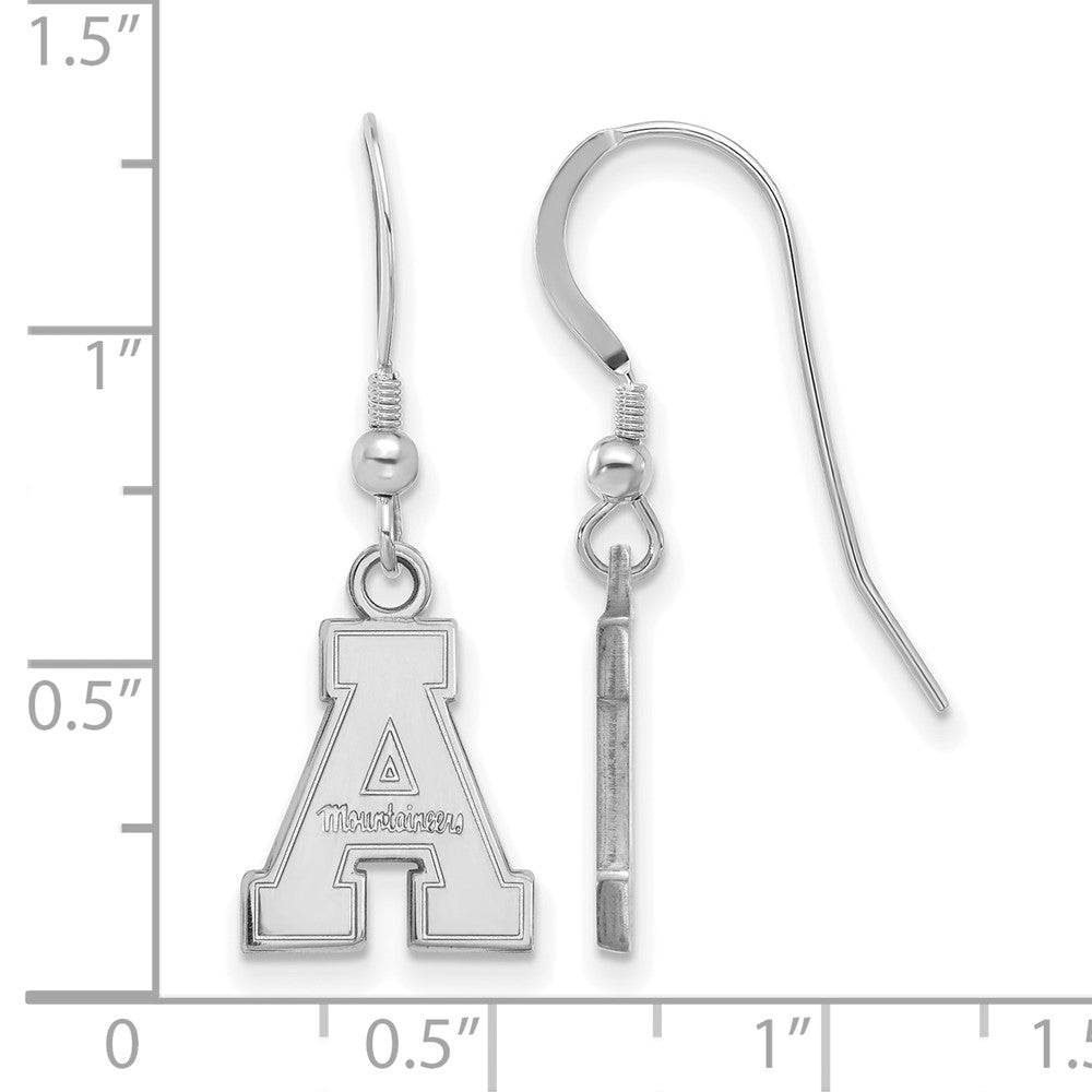 Sterling Silver Rhodium Plated Logoart Appalachian State University Small Dangle Wire Earrings