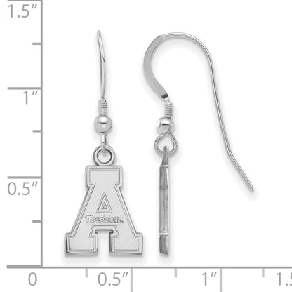 Sterling Silver Rhodium Plated Logoart Appalachian State University Small Dangle Wire Earrings