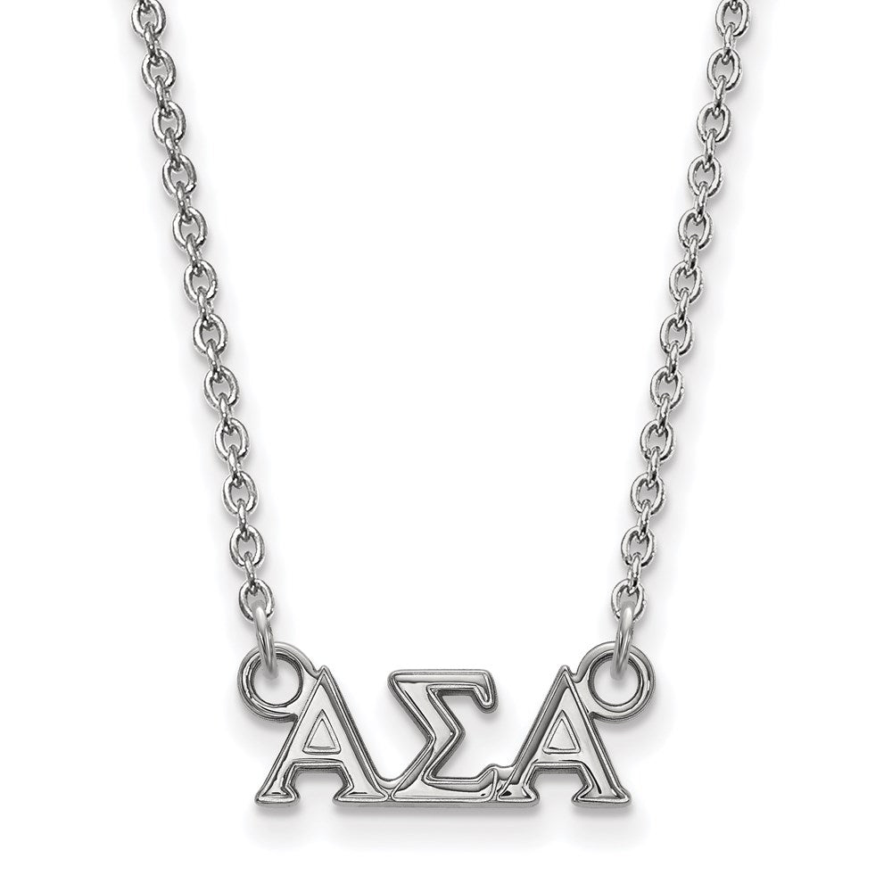 Sterling Silver Rhodium Plated Logoart Alpha Sigma Sorority Greek Letters Extra Small Pendant 18 Inch Necklace