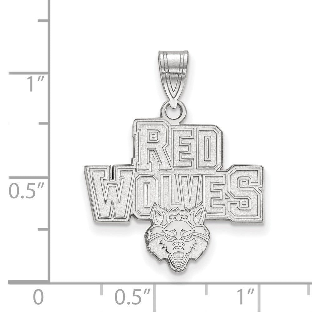 14K White Gold Logoart Arkansas State University Red Wolves Large Pendant