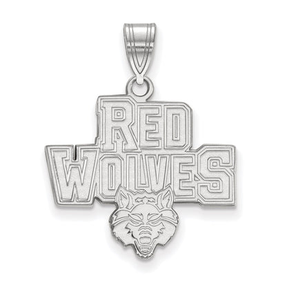 14K White Gold Logoart Arkansas State University Red Wolves Large Pendant
