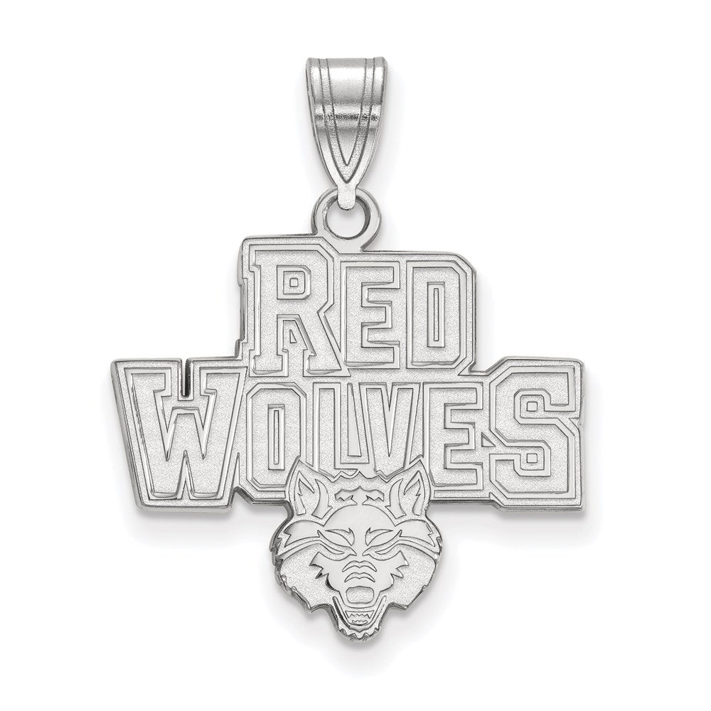 10K White Gold Logoart Arkansas State University Red Wolves Large Pendant