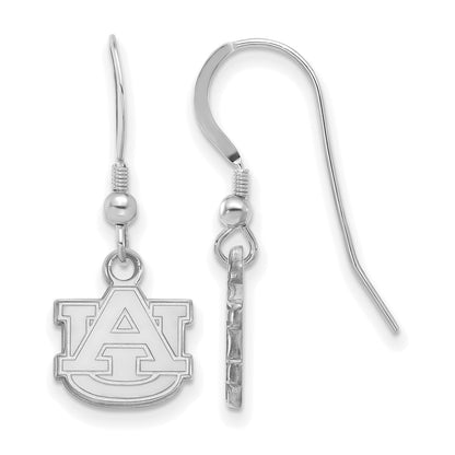 Sterling Silver Rhodium Plated Logoart Auburn University A U Extra Small Dangle Wire Earrings