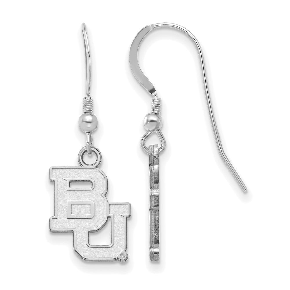 Sterling Silver Rhodium Plated Logoart Baylor University Bears Small Dangle Wire Earrings