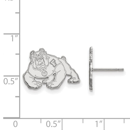 10K White Gold Logoart California State University Fresno Bulldog Small Post Earrings