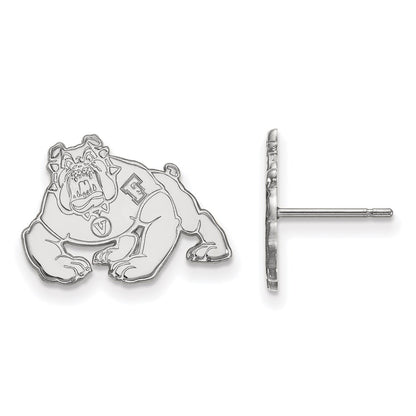 14K White Gold Logoart California State University Fresno Bulldog Small Post Earrings