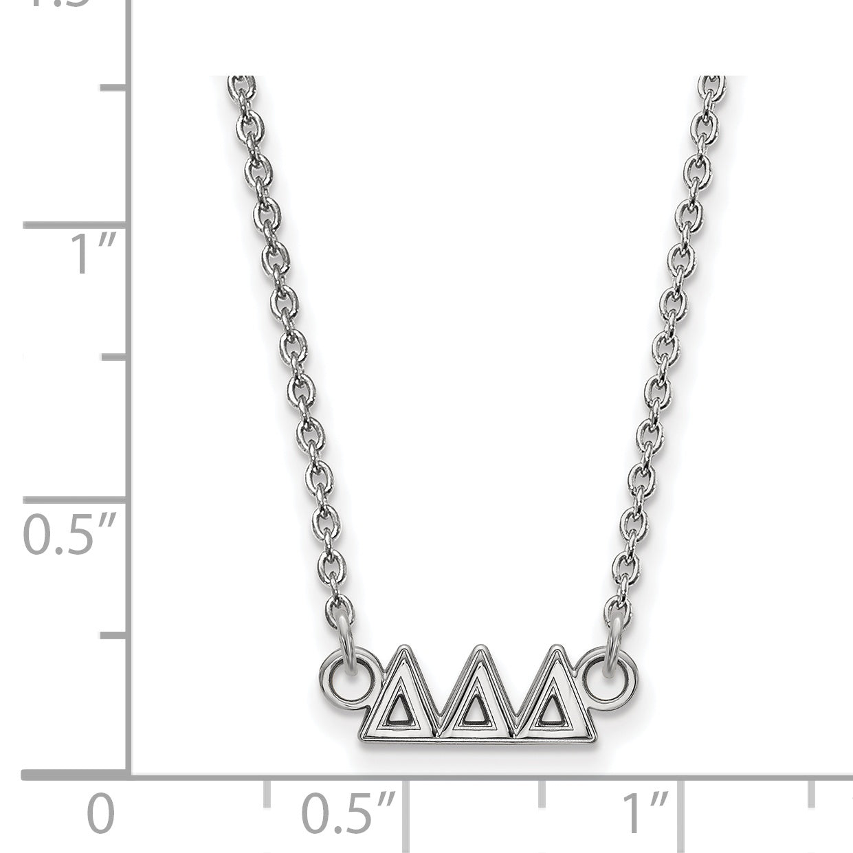 Sterling Silver Rhodium Plated Logoart Delta Sorority Greek Letters Extra Small Pendant 18 Inch Necklace