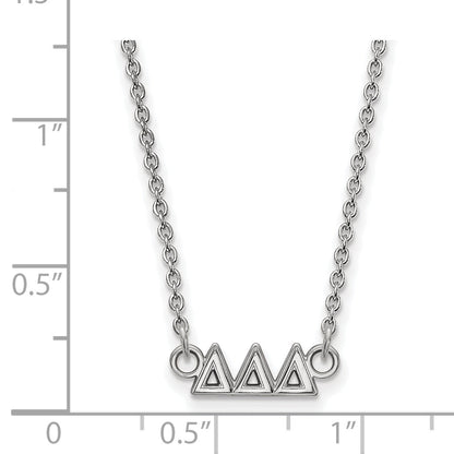Sterling Silver Rhodium Plated Logoart Delta Sorority Greek Letters Extra Small Pendant 18 Inch Necklace